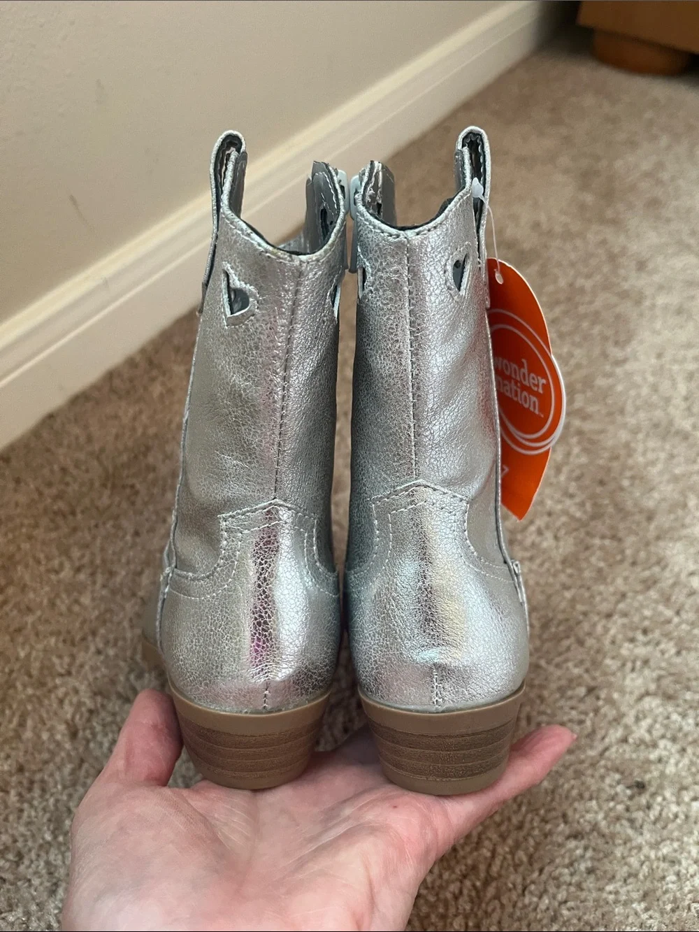 NWT Wonder Nation Silver Heart Western Boots